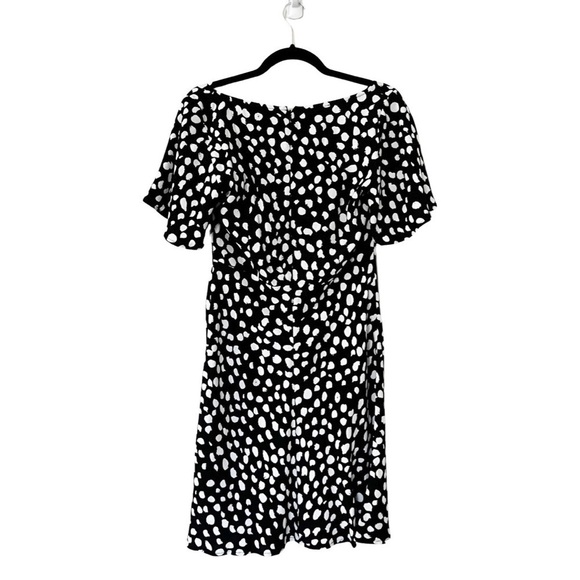 NWT LOFT Dotted Tie Front Flare Black White Dress Small - Picture 2 of 8